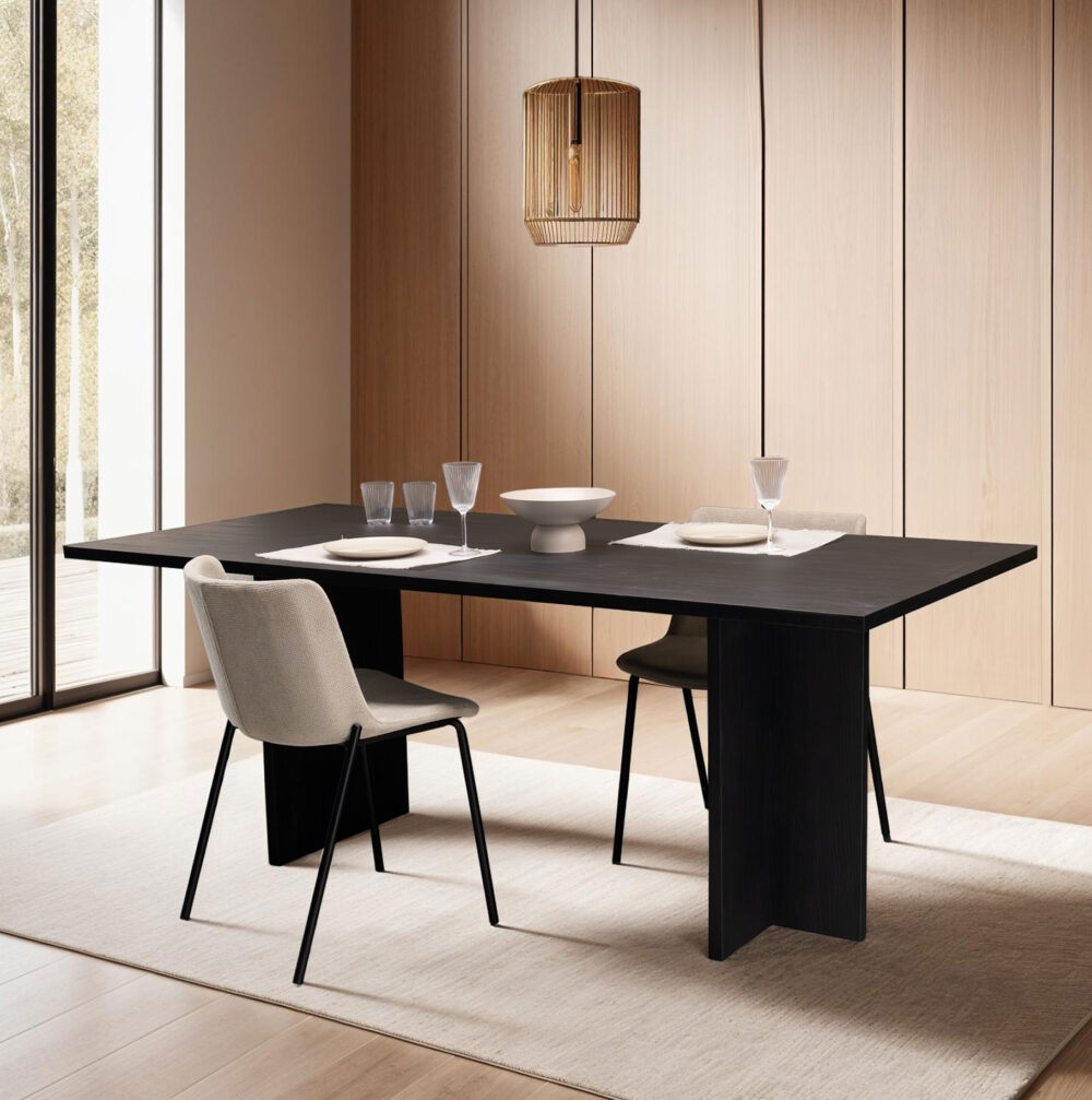 Eettafel Clay 200 x 100cm, kleur zwart eiken