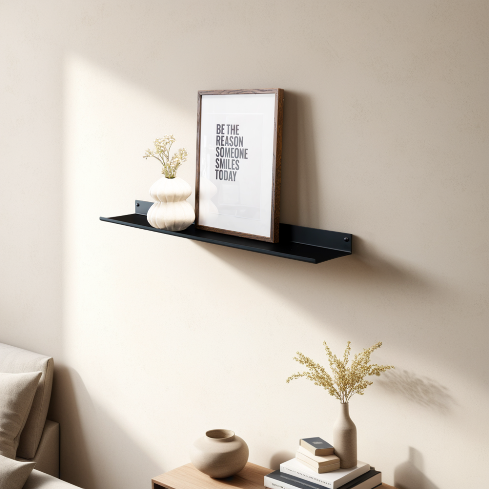 Wandplank 'Lex' 90cm, kleur zwart
