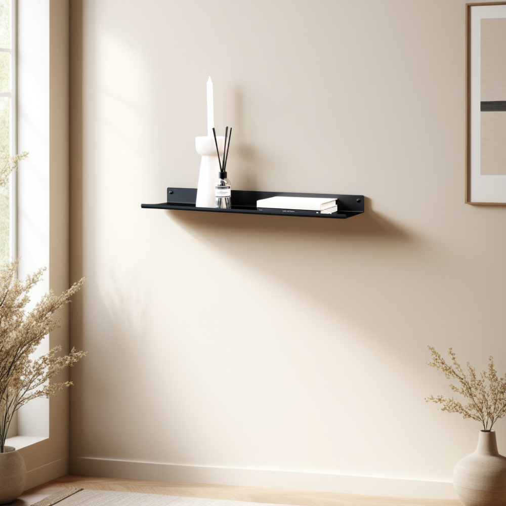 Wandplank 'Lex' 66cm, kleur zwart