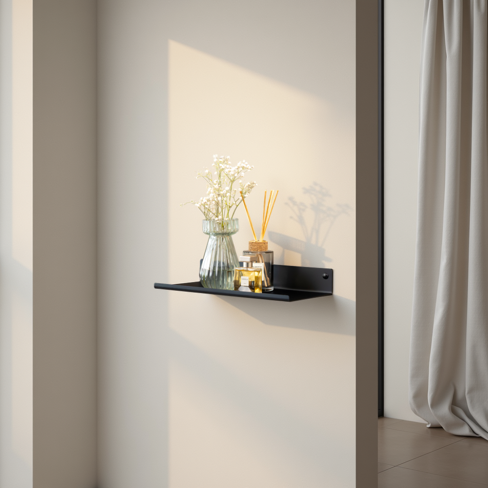 Wandplank 'Lex' 33cm, kleur zwart
