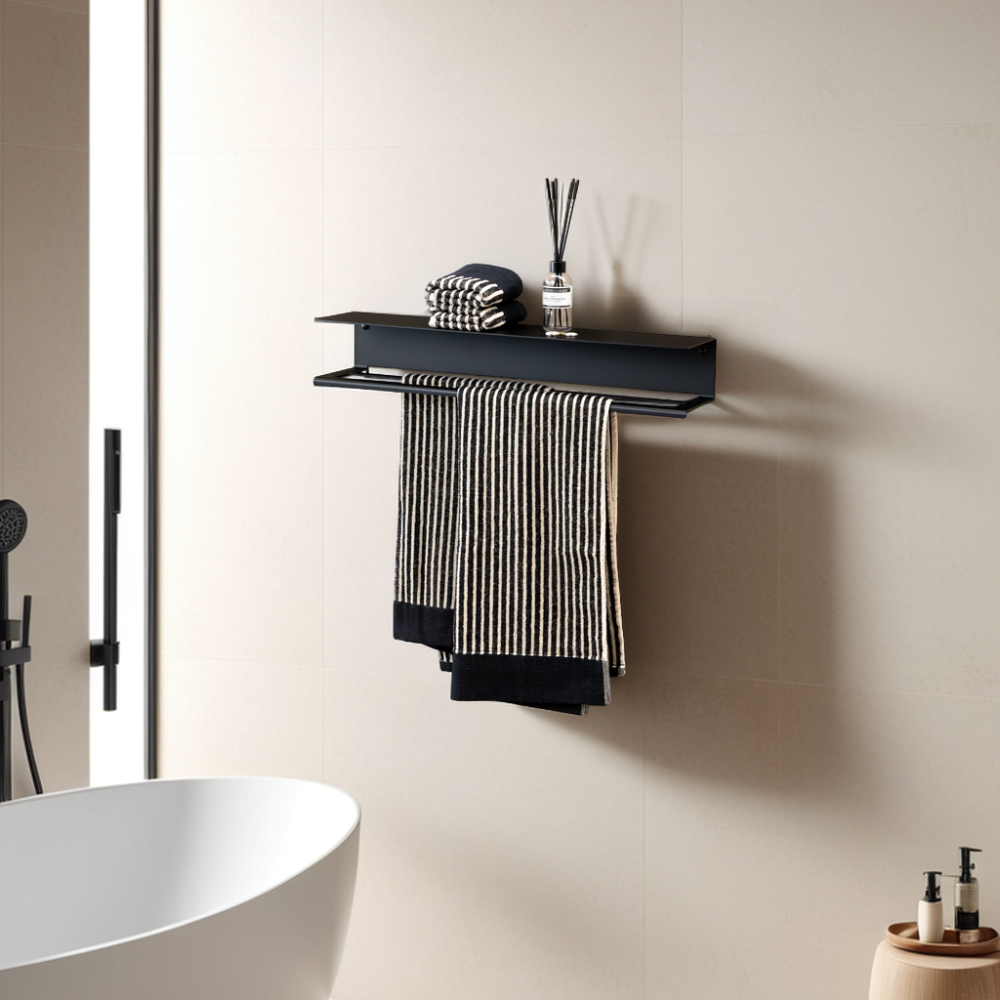 Dubbele handdoekrek 'Ryan', 66cm, kleur zwart